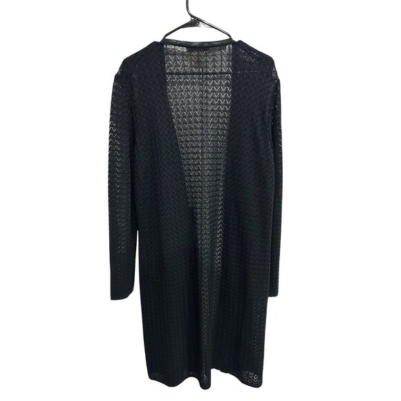 Plein Air Black Open Front Long Cardigan Sweater Sz XL - Picture 2 of 8